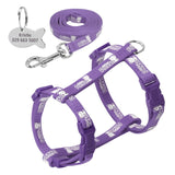 Nylon Cat Harness and Leash Set With Customized Id Tag